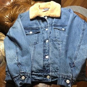 NWT Pilcro Sherpa Trimmed Denim Jacket